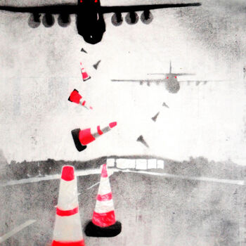 Schilderij getiteld "Bollard Bombas (on…" door Sly Art, Origineel Kunstwerk, Graffiti