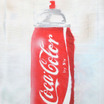 Malerei mit dem Titel "Cocacolor (on The D…" von Sly Art, Original-Kunstwerk, Öl