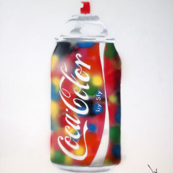 Ζωγραφική με τίτλο "Cocacolors (on The…" από Sly Art, Αυθεντικά έργα τέχνης, Σπρέι βαφής