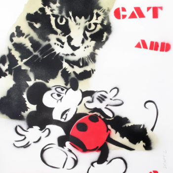 绘画 标题为“Cat and Mouse Games…” 由Sly Art, 原创艺术品, 油