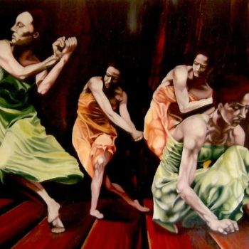 Pittura intitolato "DANSE TRIBALE" da Isabelle Smadja, Opera d'arte originale