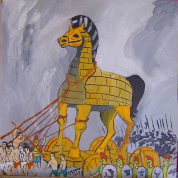 Malerei mit dem Titel "Caballo Troya" von Francisco Crespo, Original-Kunstwerk