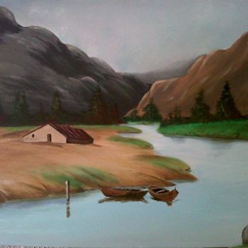 Painting titled "The Lake" by Salzitsa Milanova, Original Artwork, Other
