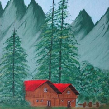 Painting titled ""Red House"" by Salzitsa Milanova, Original Artwork