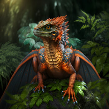 Arts numériques intitulée "Red Dragon 3" par Sm Design, Œuvre d'art originale, Image générée par l'IA