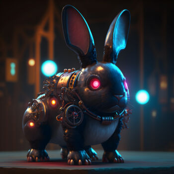 Arte digitale intitolato "Cyborg Rabbit 3" da Sm Design, Opera d'arte originale, Collage digitale