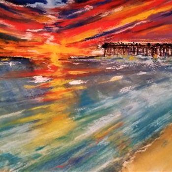 Painting titled "The sky is burning" by Benny Smet, Original Artwork, Pastel