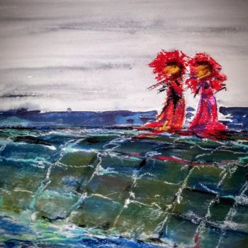 Painting titled "Staring at the sea,…" by Benny Smet, Original Artwork, Pastel