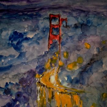 Painting titled "Under the bridge,do…" by Benny Smet, Original Artwork, Watercolor