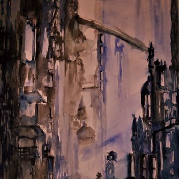 Painting titled "The old man is down…" by Benny Smet, Original Artwork, Watercolor