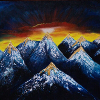 Картина под названием "Blue Mountains" - Smiitaa Chatterjee, Подлинное произведение искусства, Масло