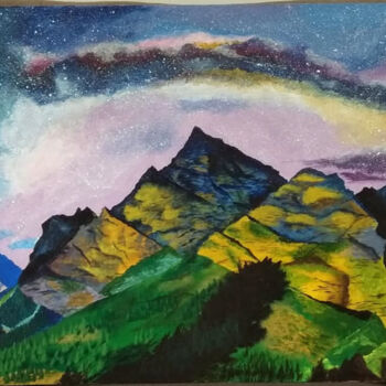 Peinture intitulée "Milky Way in Himala…" par Smiitaa Chatterjee, Œuvre d'art originale, Acrylique