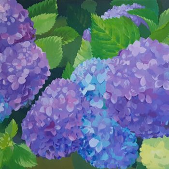 Картина под названием "Blue hydrangies" - Ирина Смирнова, Подлинное произведение искусства, Акрил