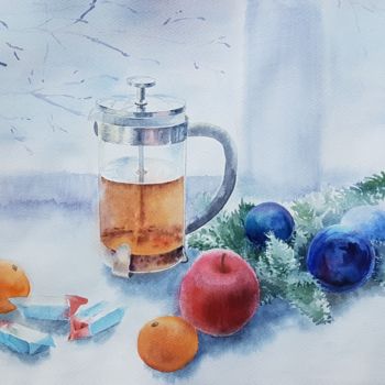 Peinture intitulée "Winter light" par Irina Smirnova, Œuvre d'art originale, Aquarelle