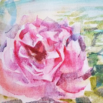 Painting titled "Rose" by Irina Smirnova, Original Artwork, Watercolor