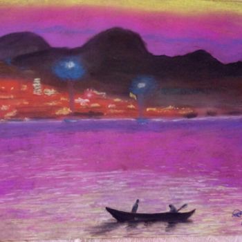 Painting titled "The Evening Sky in…" by Smita Srivastav, Original Artwork, Pastel