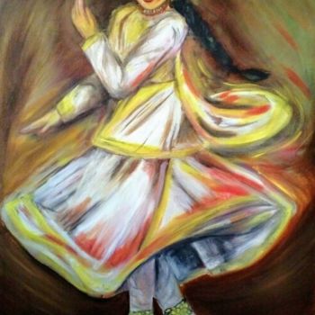 Painting titled "The Dancing Diva...…" by Smita Srivastav, Original Artwork, Oil Mounted on Wood Panel