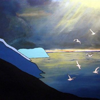 Painting titled "Niarbyl Coastal" by Bryony Harrison, Original Artwork, Oil