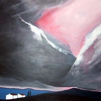 Painting titled "Storm Over Barrule" by Bryony Harrison, Original Artwork, Oil