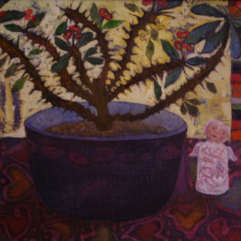 Painting titled "рожеві квіти" by Victoria Smurova, Original Artwork, Oil