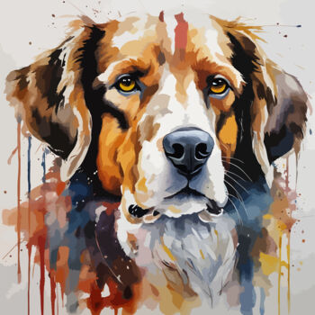 Dessin intitulée "Brave Dog" par Smvj Wijebandara, Œuvre d'art originale, Aquarelle