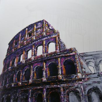 Painting titled "Le Colisee" by Smyriam, Original Artwork, Acrylic Mounted on Wood Stretcher frame
