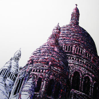 Malarstwo zatytułowany „Sacré-Coeur” autorstwa Smyriam, Oryginalna praca, Akryl Zamontowany na Drewniana rama noszy