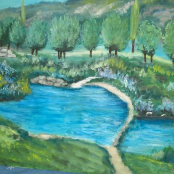 Pintura titulada "Göl manzarası" por Milenyum, Obra de arte original, Aerógrafo