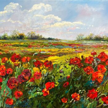 Peinture intitulée "Poppy fields" par Svetlana Snezhko, Œuvre d'art originale, Huile