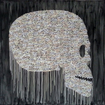 「Dark Headskull」というタイトルの絵画 Sniktwoによって, オリジナルのアートワーク, アクリル ウッドストレッチャーフレームにマウント