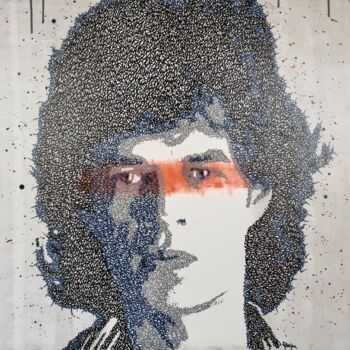 Painting titled "Mick" by Sniktwo, Original Artwork, Marker Mounted on Wood Stretcher frame