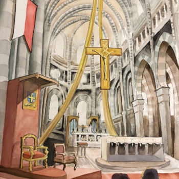Peinture intitulée "Cathedrale de Gap" par Snop, Œuvre d'art originale, Aquarelle