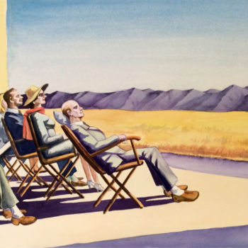 Painting titled "People in the sun" by Snop, Original Artwork, Watercolor