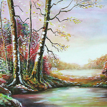 Painting titled "Sous-bois" by Snop, Original Artwork, Acrylic
