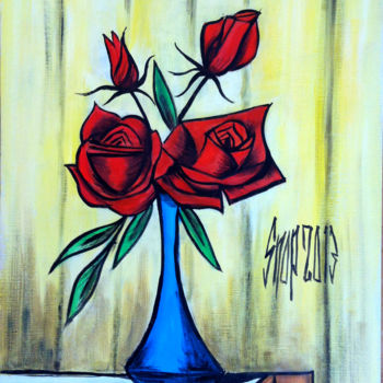 Peinture intitulée "Les roses de Bernard" par Snop, Œuvre d'art originale, Acrylique