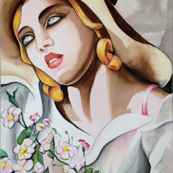 Peinture intitulée "Portrait d'une jeun…" par Snop, Œuvre d'art originale, Aquarelle