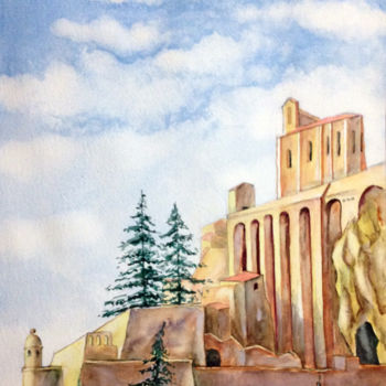 Painting titled "Citadelle de Sister…" by Snop, Original Artwork, Watercolor
