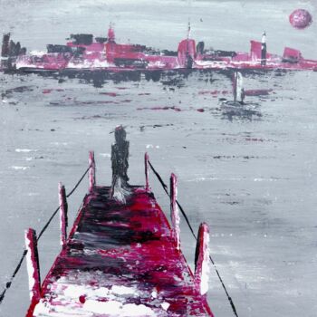 「Vue sur la mer」というタイトルの絵画 So Artによって, オリジナルのアートワーク, アクリル ウッドストレッチャーフレームにマウント
