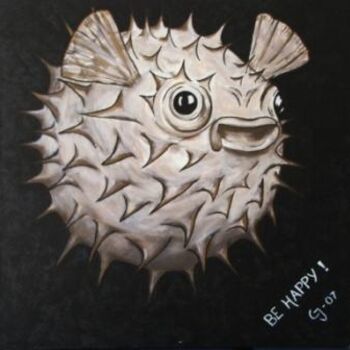 Malerei mit dem Titel "happy fish" von Cj.Sodder, Original-Kunstwerk, Öl