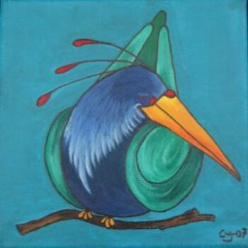 Pintura intitulada "blue bird" por Cj.Sodder, Obras de arte originais
