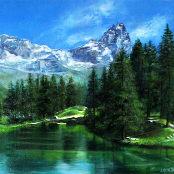 Картина под названием "Альпы" - Софья-Элизабет Рехлинг, Подлинное произведение искусства, Масло