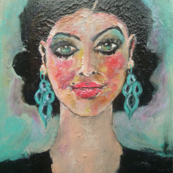 Peinture intitulée "La fille au regard…" par Soffya, Œuvre d'art originale, Acrylique