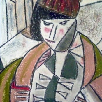 Drawing titled "Newyorkaise" by Soffya, Original Artwork, Pastel Mounted on Cardboard