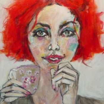 Painting titled "TeaTime" by Soffya, Original Artwork, Acrylic