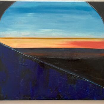 Painting titled "HORIZON" by Déesse, Original Artwork, Oil Mounted on Wood Stretcher frame