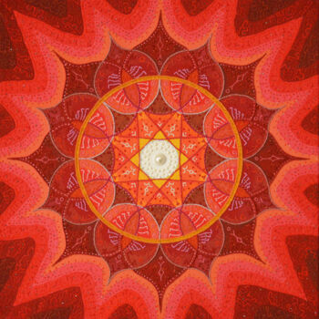 Peinture intitulée "Mandala "Red flower"" par Sofia Anashkina (As Anasha), Œuvre d'art originale, Acrylique
