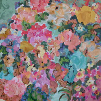 Pintura intitulada "Falando com as flor…" por Sofia Brochado, Obras de arte originais, Acrílico