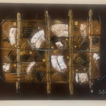 Painting titled "S/ Titulo II" by Sofia Costa, Original Artwork, Oil Mounted on Wood Stretcher frame