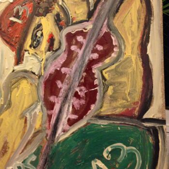 Painting titled "Jockey playing viol…" by Sofia De Segonzac, Original Artwork, Acrylic