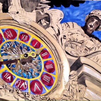 绘画 标题为“nyc clock” 由Sofia De Segonzac, 原创艺术品, 丙烯